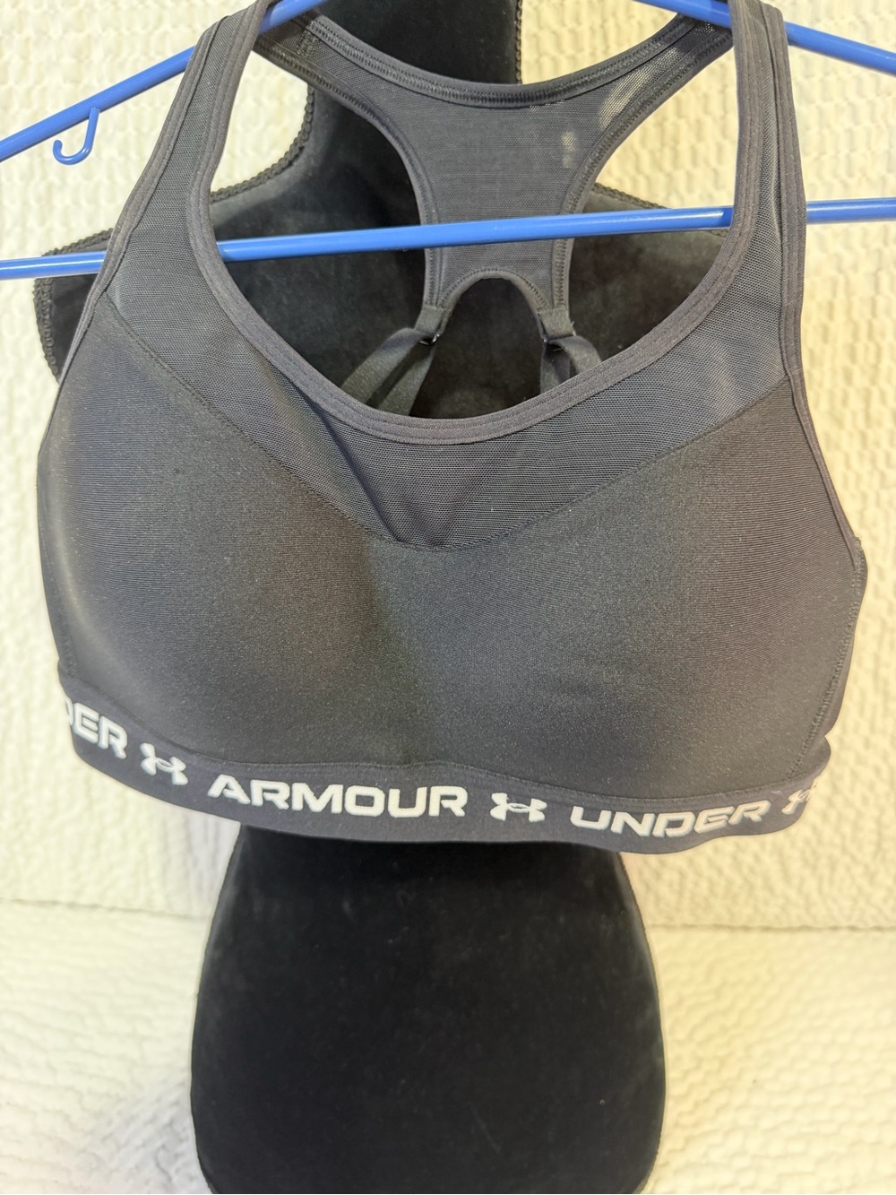 Under Armour Black Padded Racerback Sports Bra with Branded Elastic